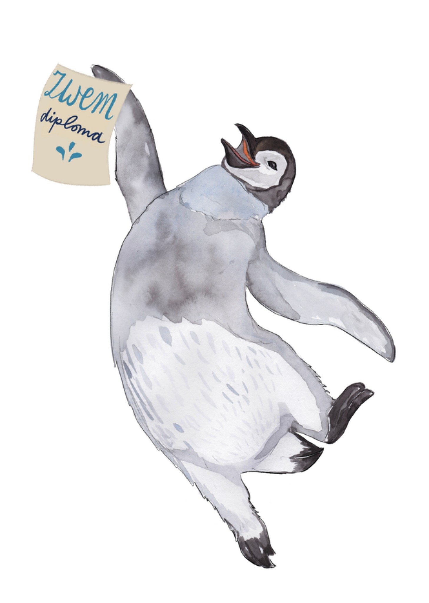 Marie Bodié Marie Bodie Zwemdiploma kaart Pinguin Standard Card