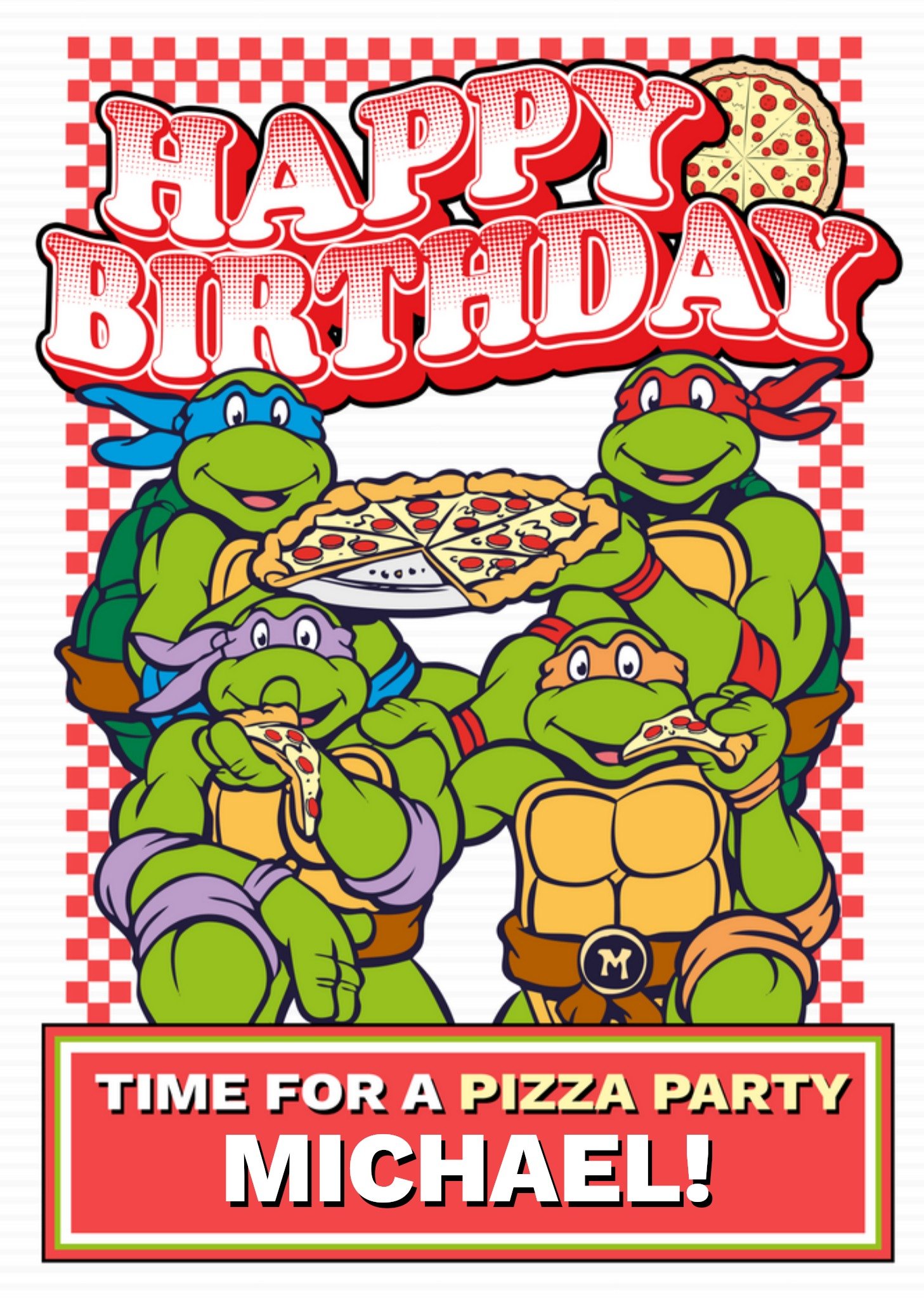 Teenage Mutant Ninja Turtles - Verjaardagskaart - Pizza Party