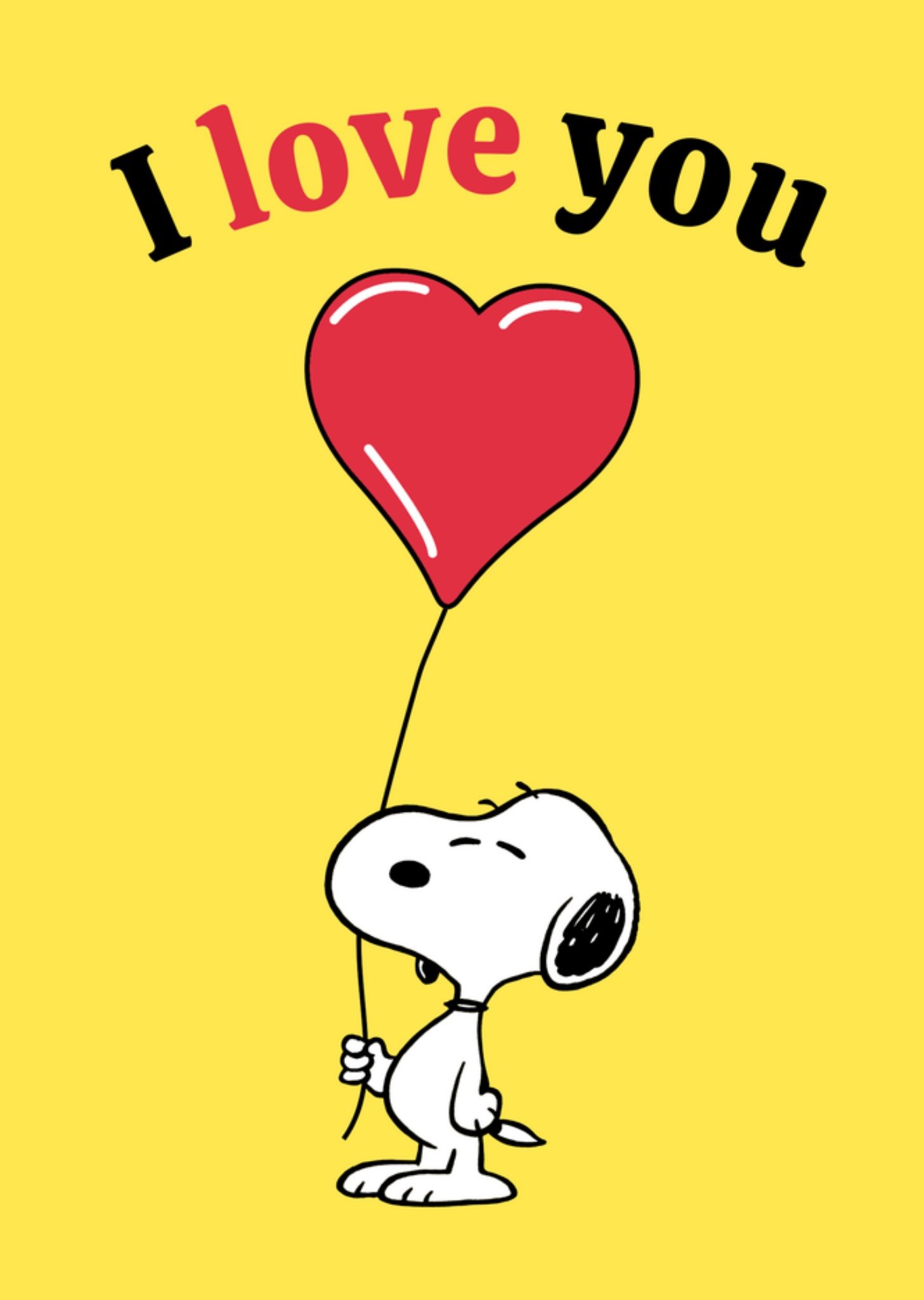 Valentijnskaart I love you Kaart Peanuts Snoopy