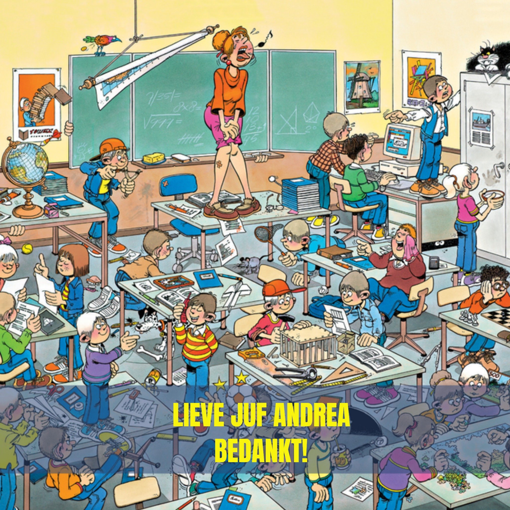 Bedankje voor de juf Vierkante Kaart Jan van Haasteren