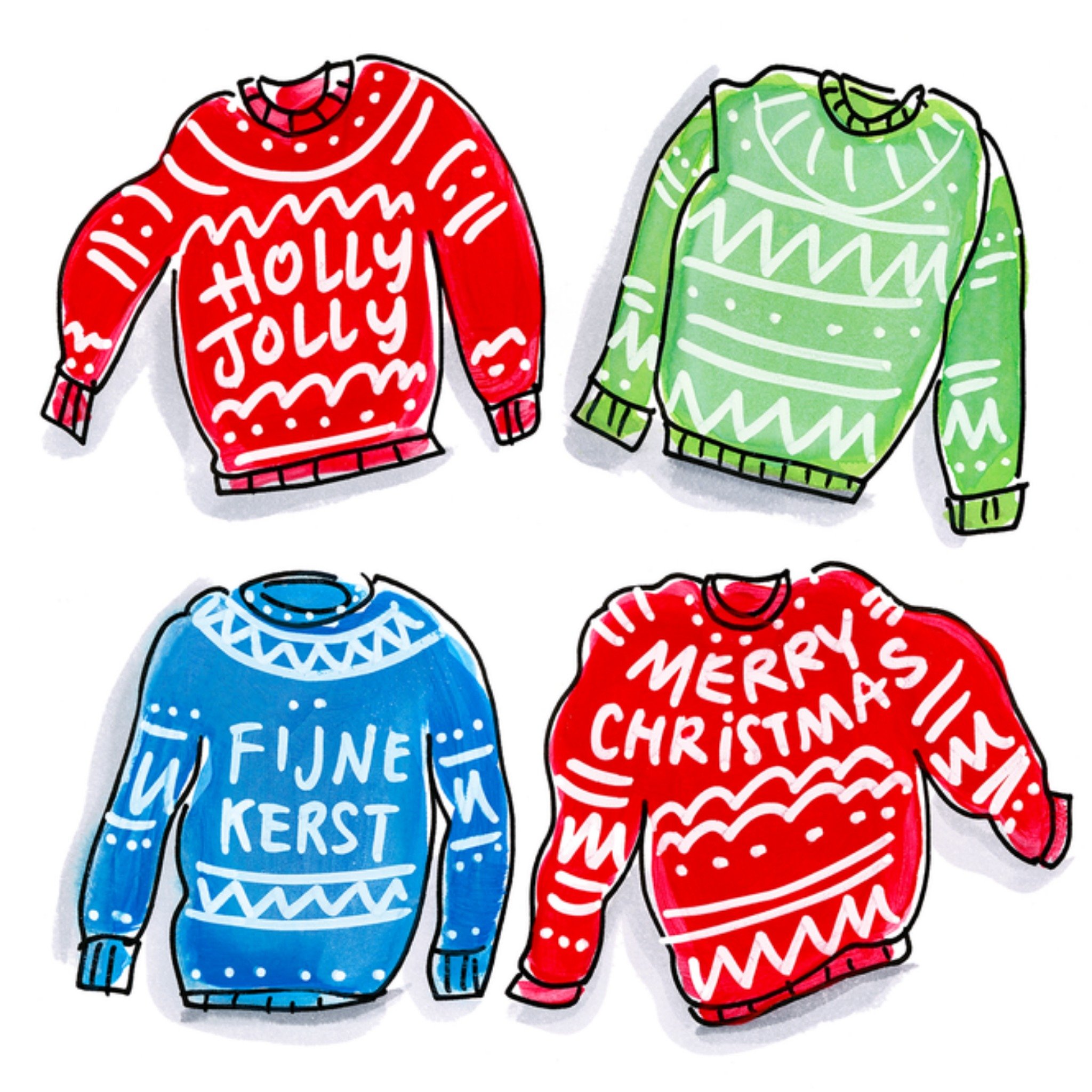 Blond Amsterdam Kerstkaart Kersttruien Vierkant