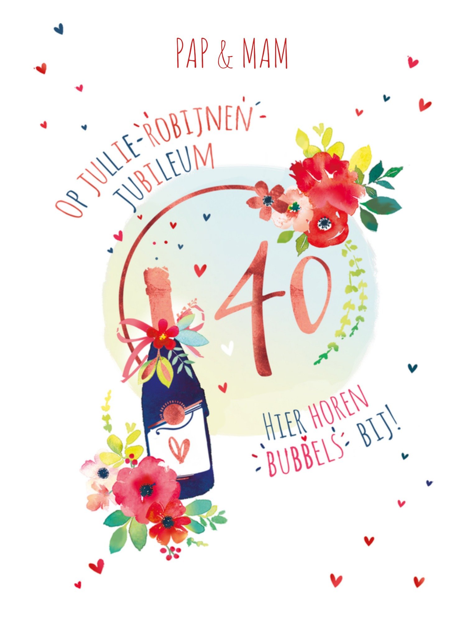 Huwelijksjubileum 40 jaar Kaart Ling Design