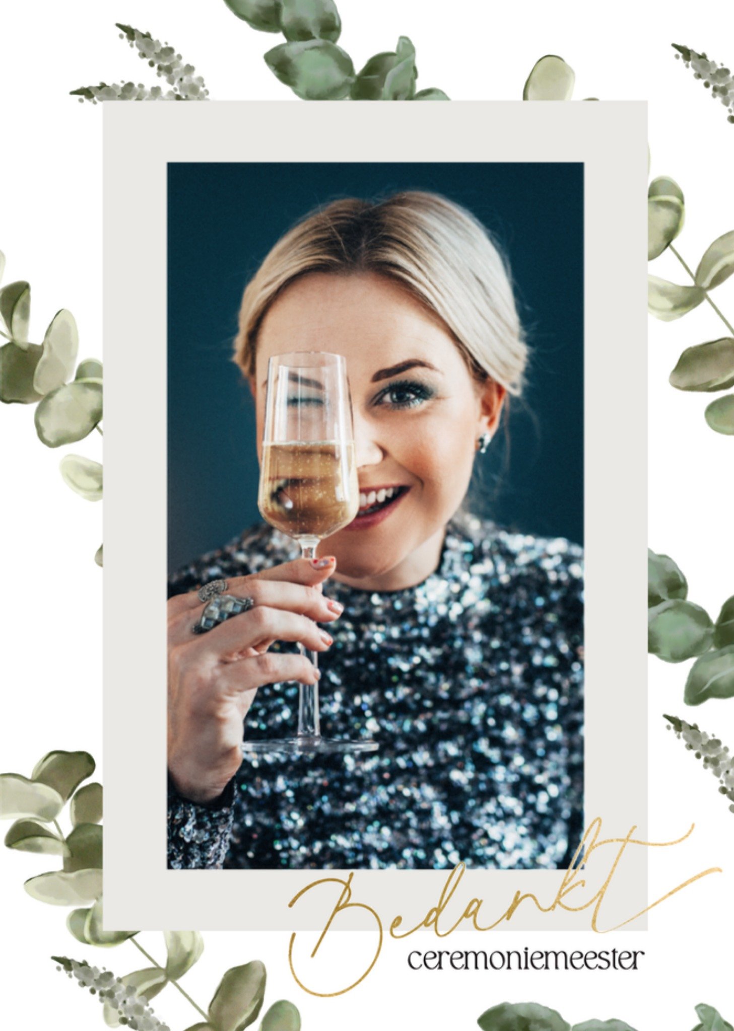 Huwelijkskaart Bedankt ceremoniemeester Eucalyptus Kaart Greetz