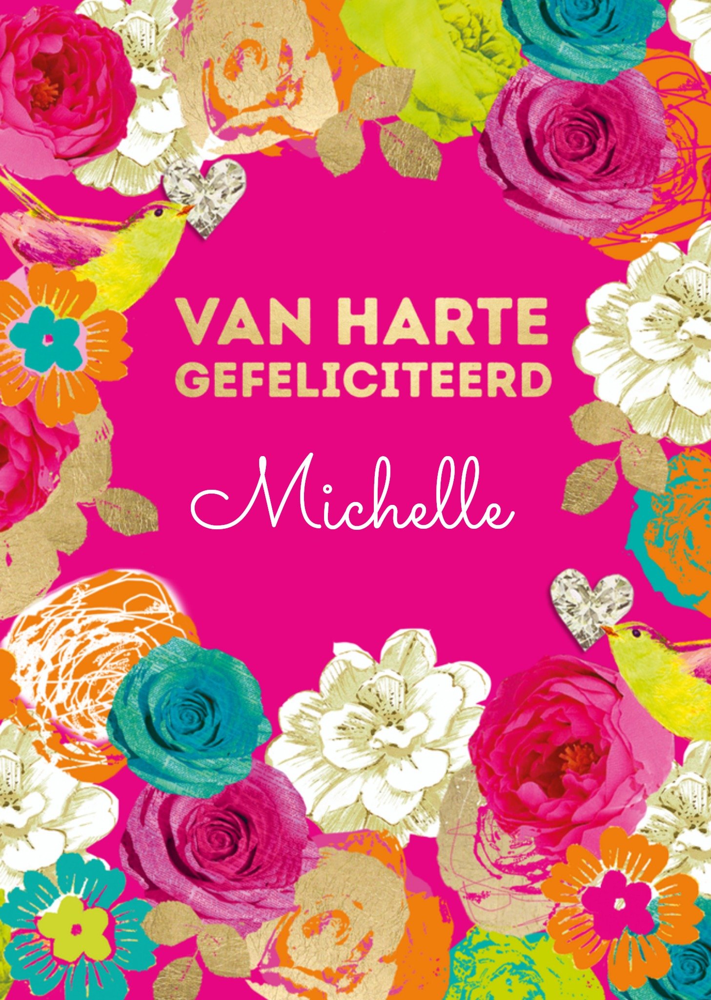 Verjaardagskaart bloemen met naam Kaart TMS
