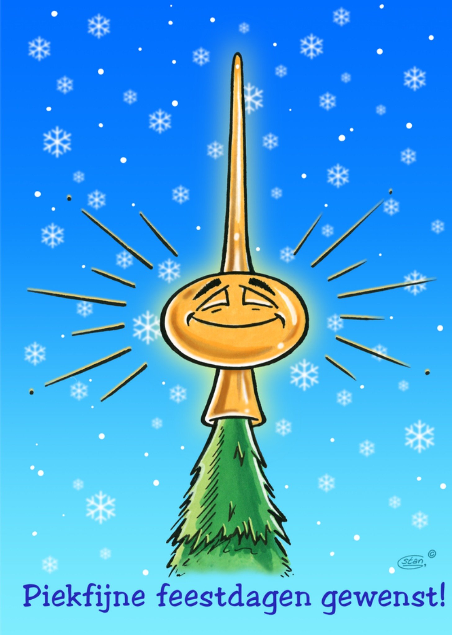 Kerstkaart Piekfijne feestdagen Stan Groenland