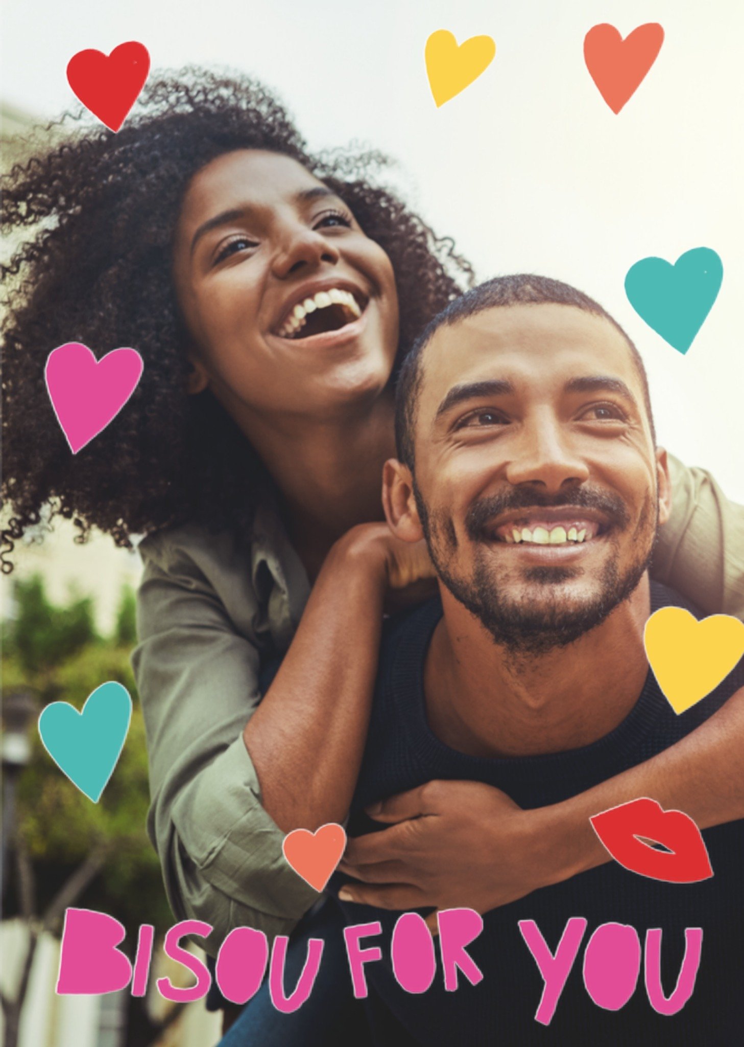 Valentijnskaart Bisou for you Hartjes Kaart Greetz