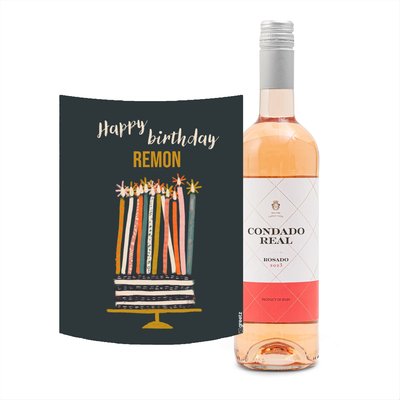 Condado Real | Tempranillo Rosado | Birthday met eigen naam | 750 ml