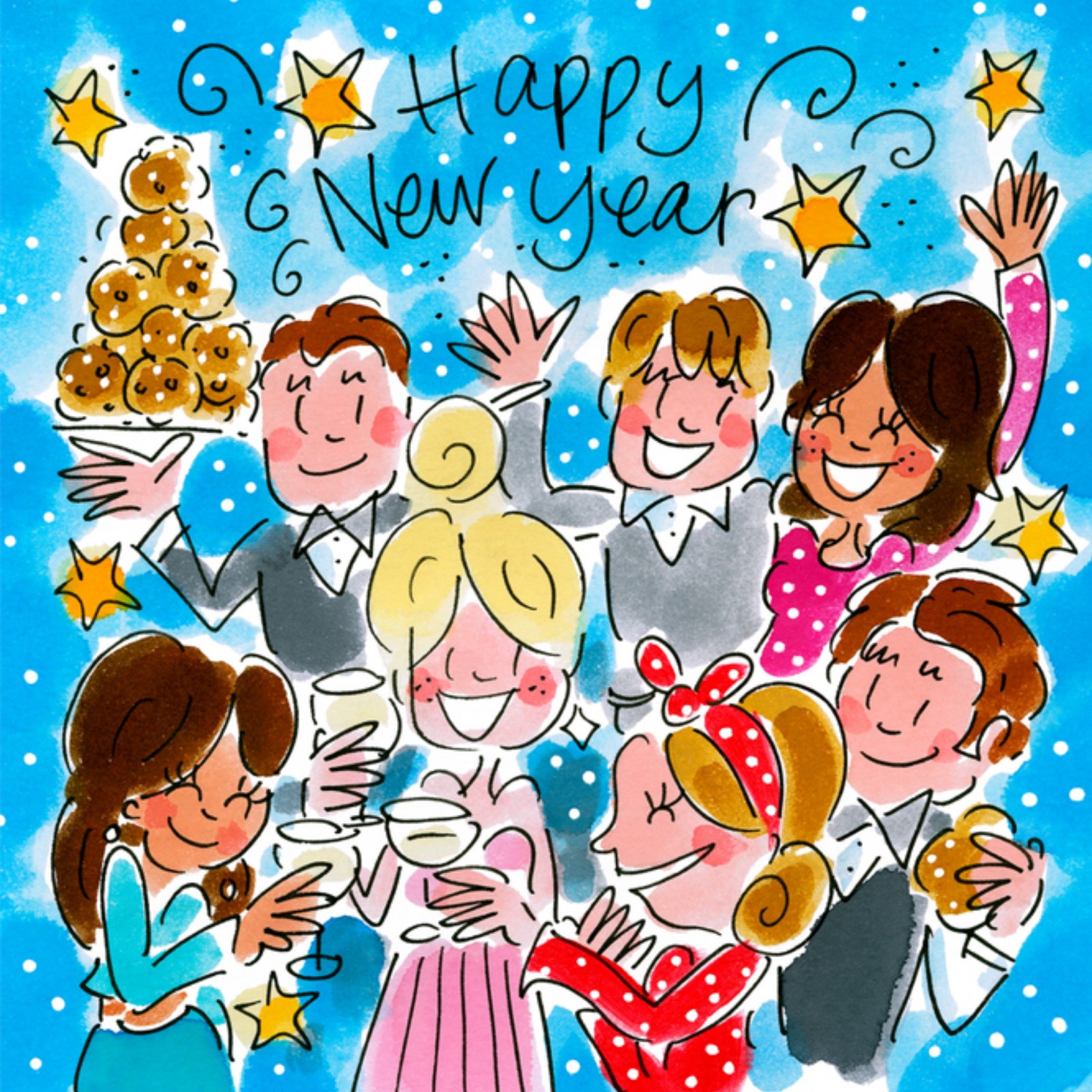 Nieuwjaarskaart illustratie Vierkante Kaart Blond Amsterdam