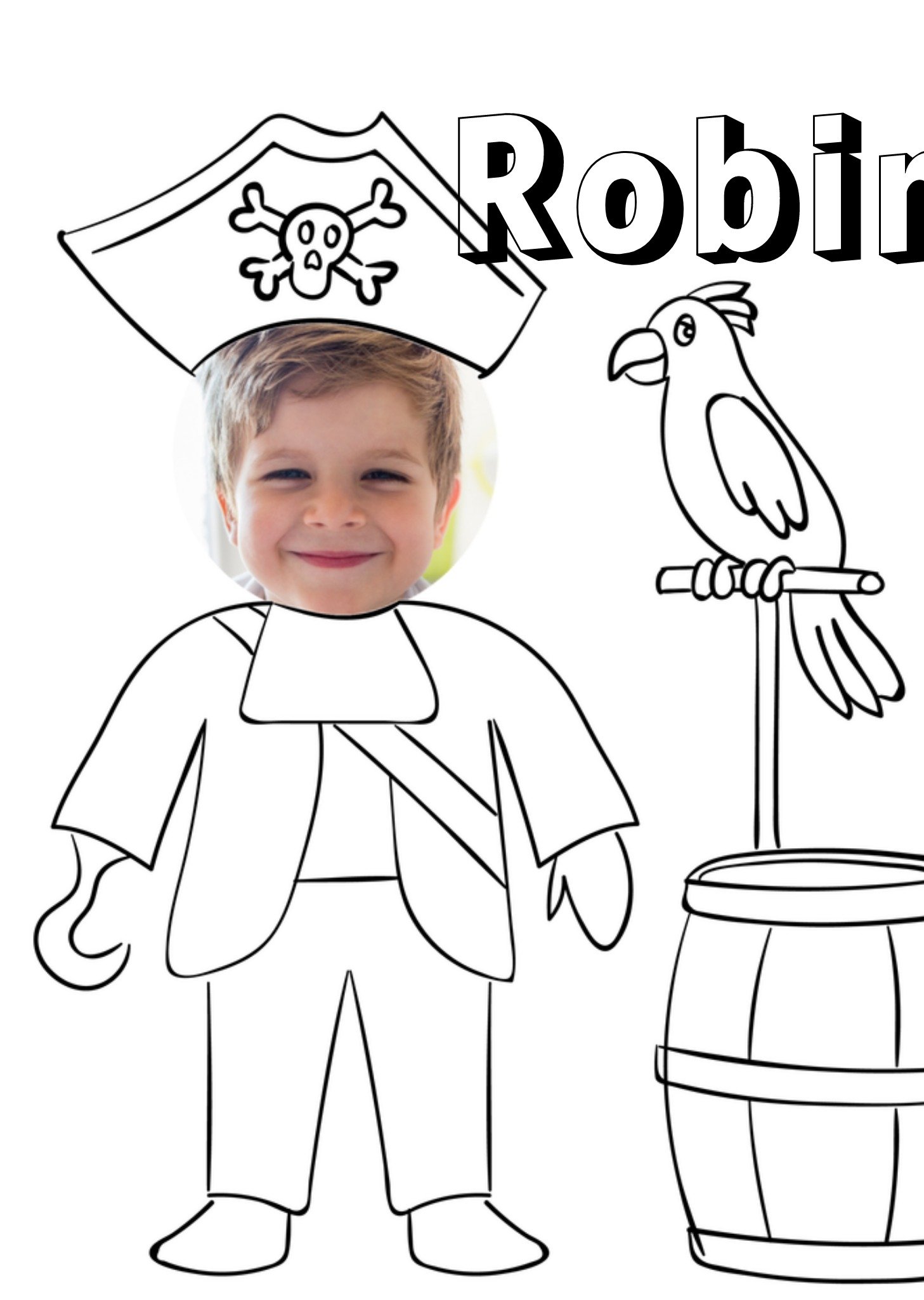 Kleurplaatkaart Piraat Foto Naam Kaart Greetz