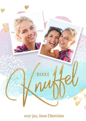 Dikke Knuffel Aquarel Hartjes Foto Upload Kaart
