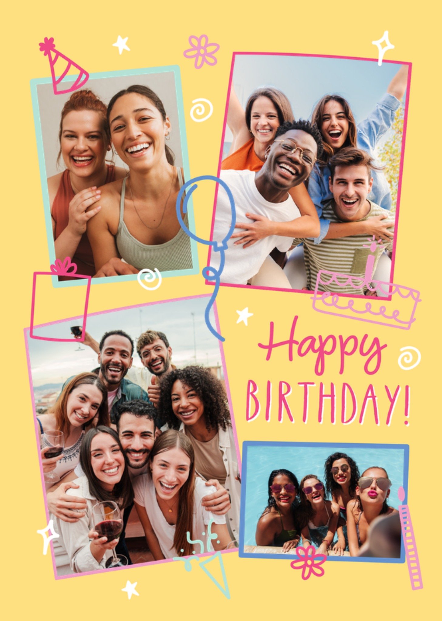 Verjaardagskaart Happy Birthday Aanpasbare fotos Kaart Greetz