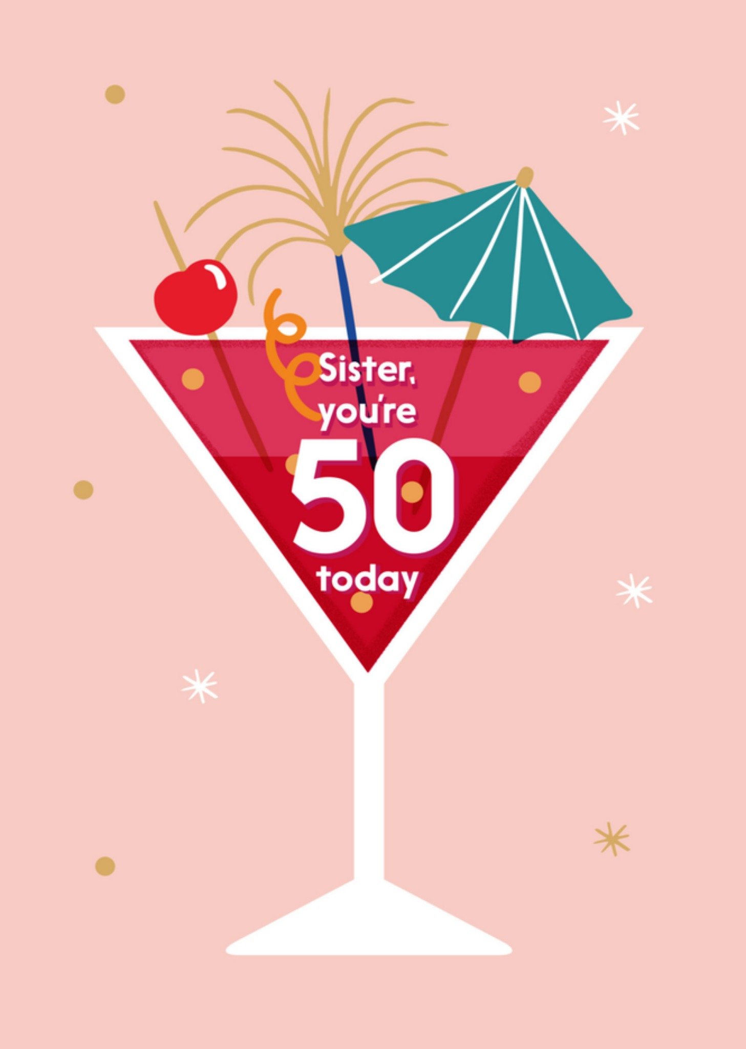 Greetz verjaardagskaart Cocktail 50 jaar Standard Card