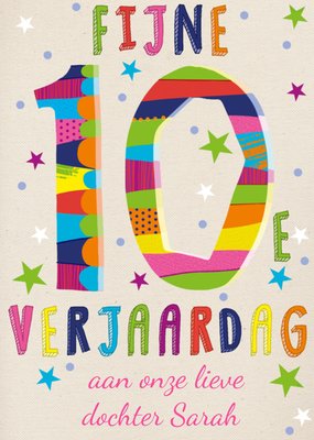 Kleurrijk Patroon Typografisch 10e Verjaardag Dochter Kaart