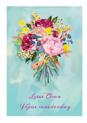 Lieve Oma Geïllustreerd Bloemenboeket Moederdag Kaart