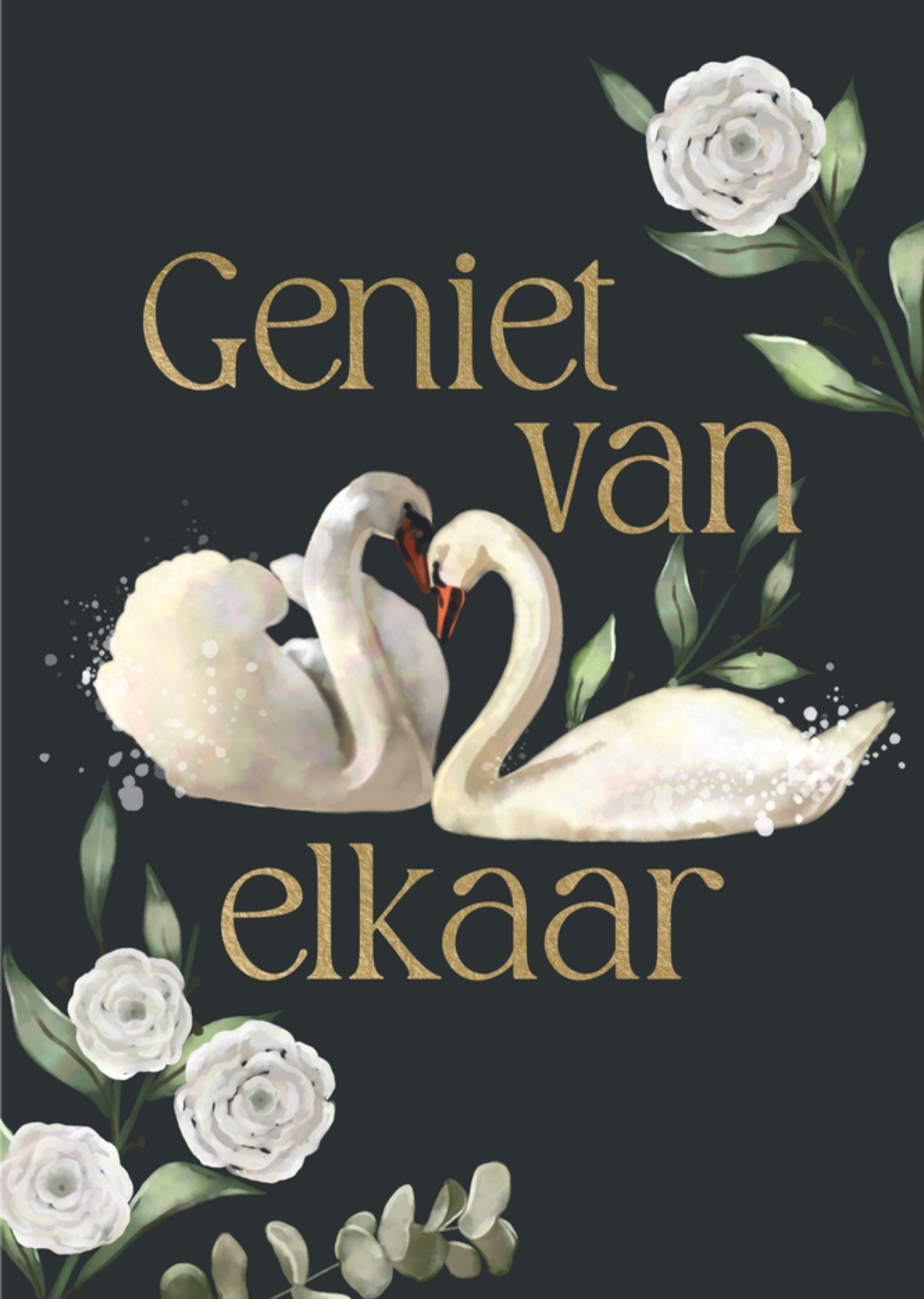 Huwelijkskaart Zwanen Bloemen Kaart Greetz