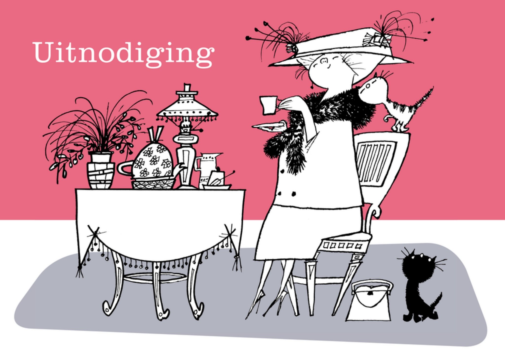 Thee met Pim en Pom Kaart Fiep Westendorp