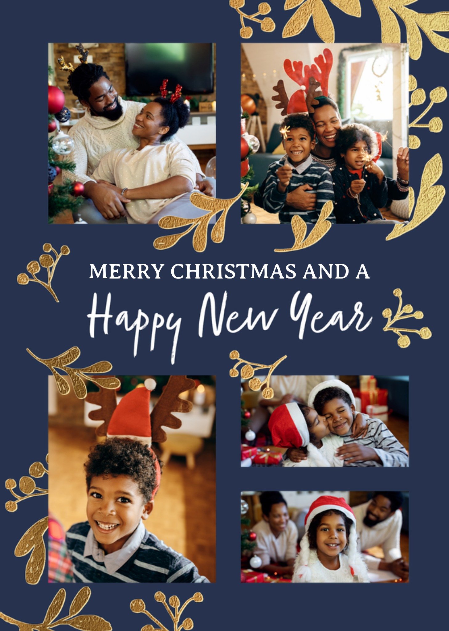 Kerstkaart Merry Christmas And A Happy New Year Aanpasbare Foto Enn Tekst Greetz