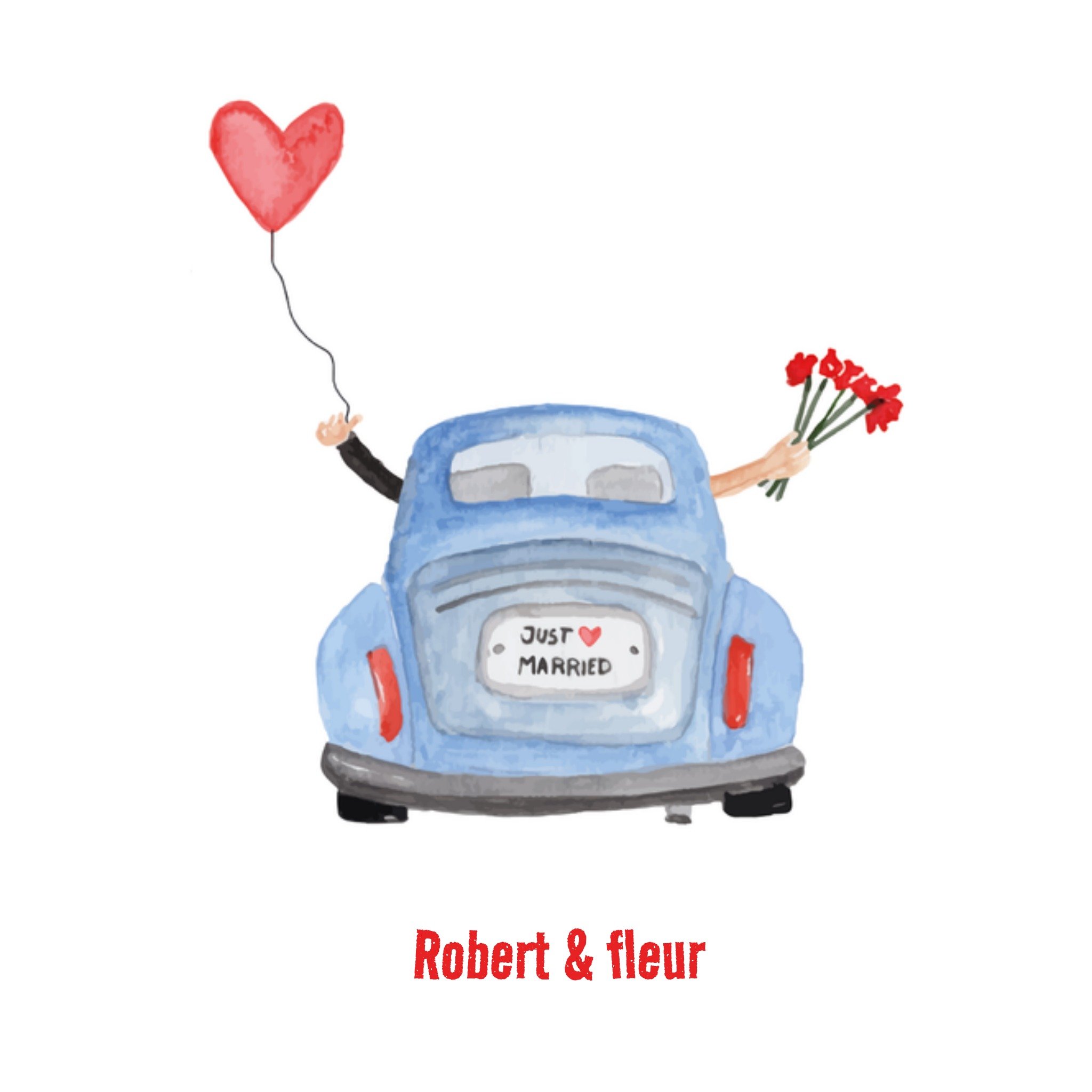 Greetz Huwelijkskaart Just Married Vierkant