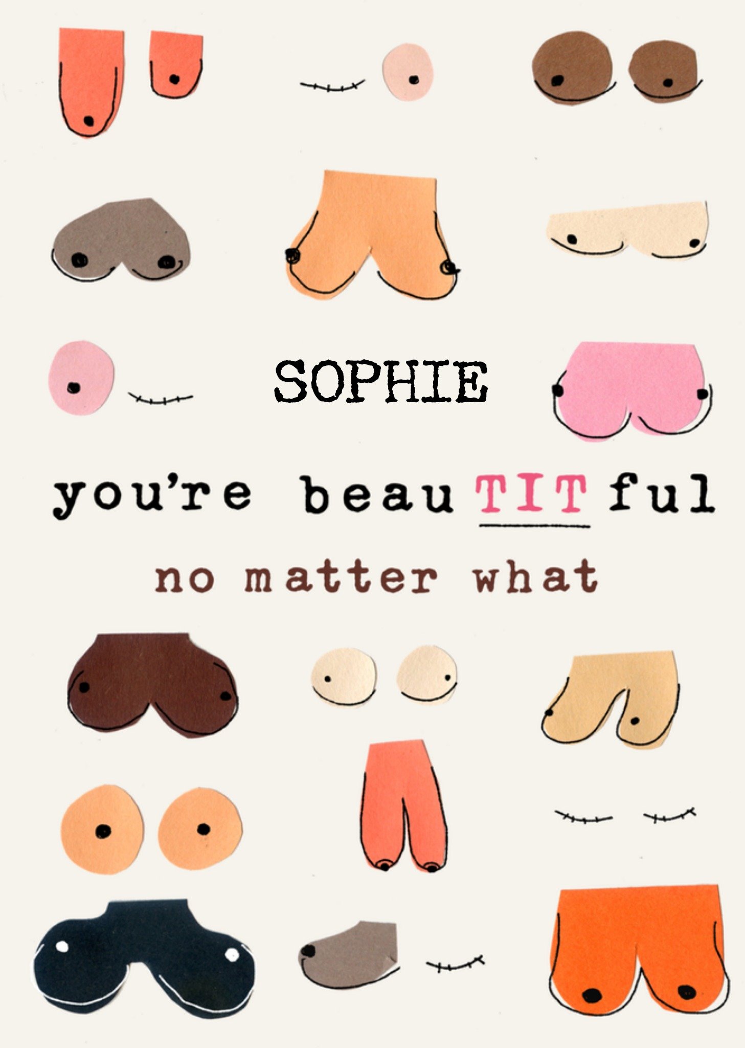 Denken aan kaart BeauTITful met naam Greetz