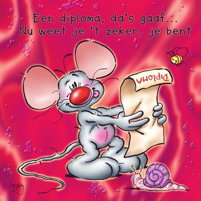 Een Diploma Da's Gaaf Geïllustreerde Muis Geslaagd Kaart