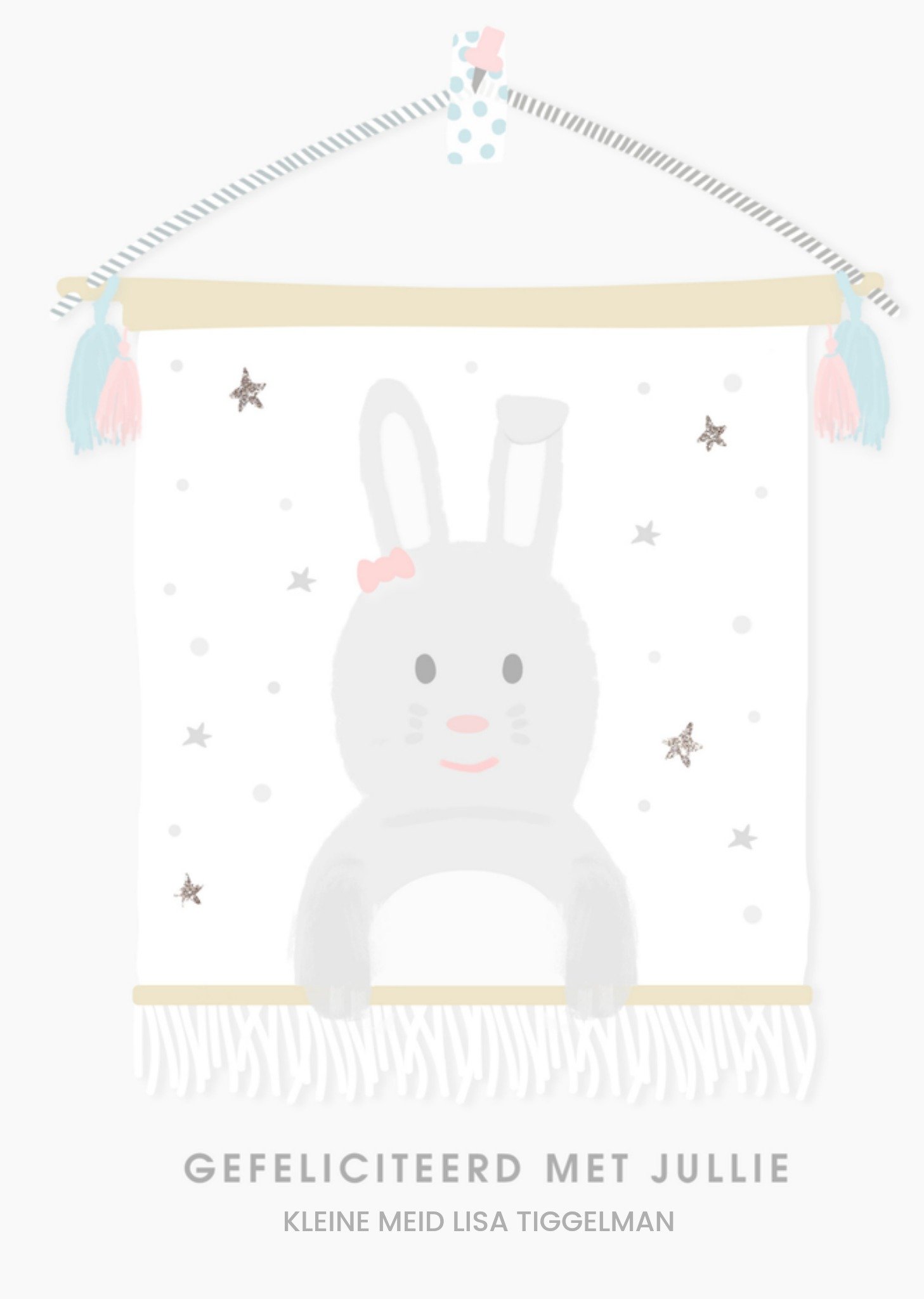 Geboortekaart konijn met naam Kaart Greetz