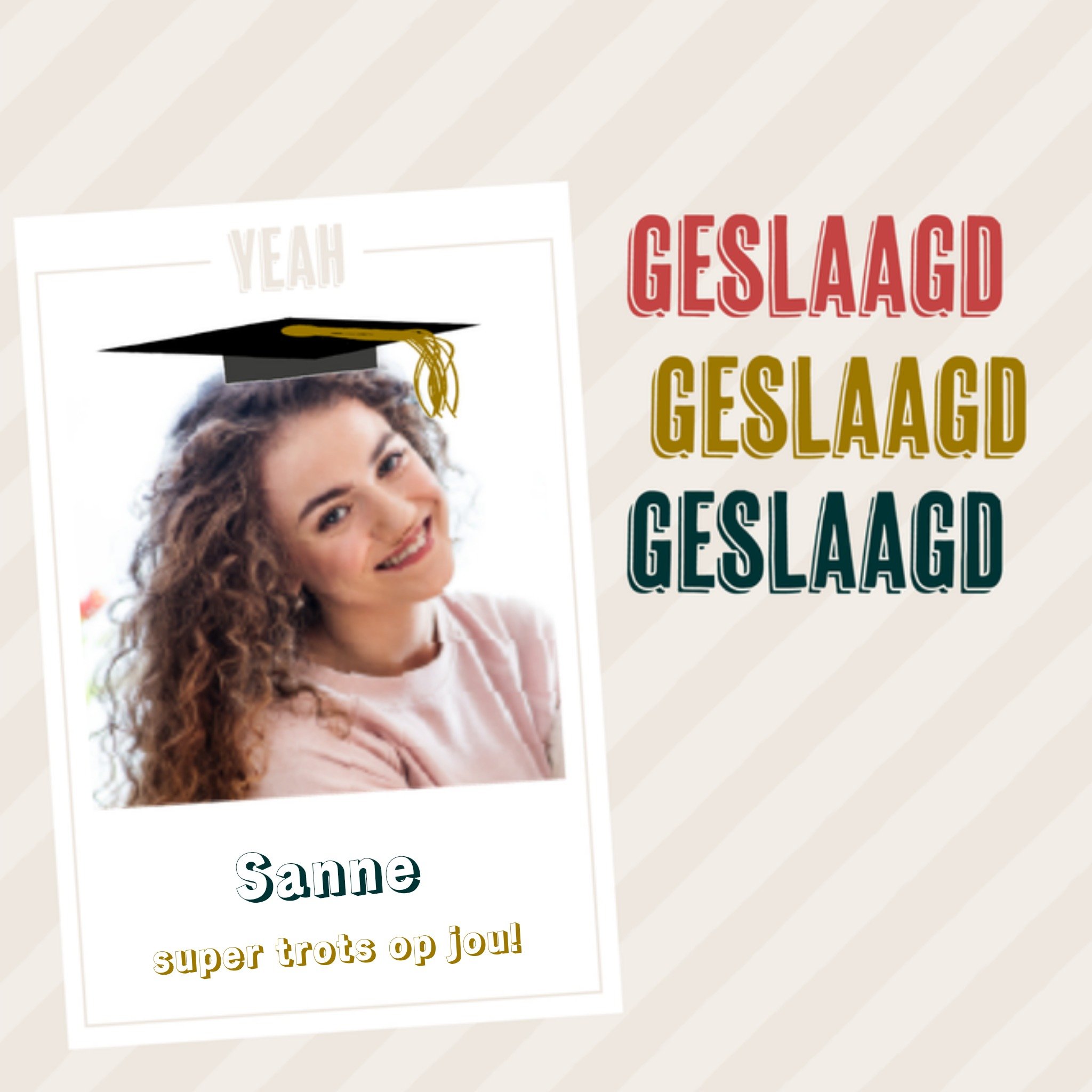 Greetz Geslaagd kaart fotokaart met naam Vierkant