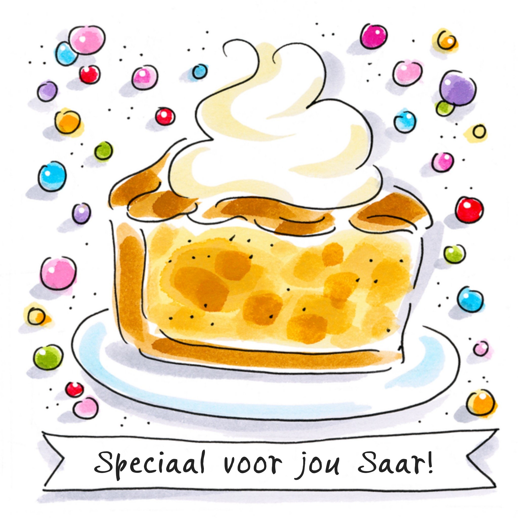 Verjaardagskaart Taart Vierkante Kaart Blond Amsterdam