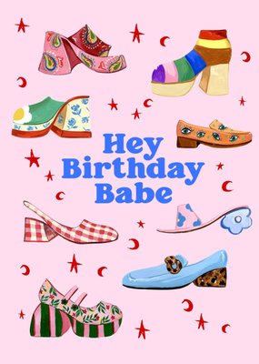 Eleanor Bowmer | Verjaardagskaart | Hey Birthday Babe | Shoes Illustratie