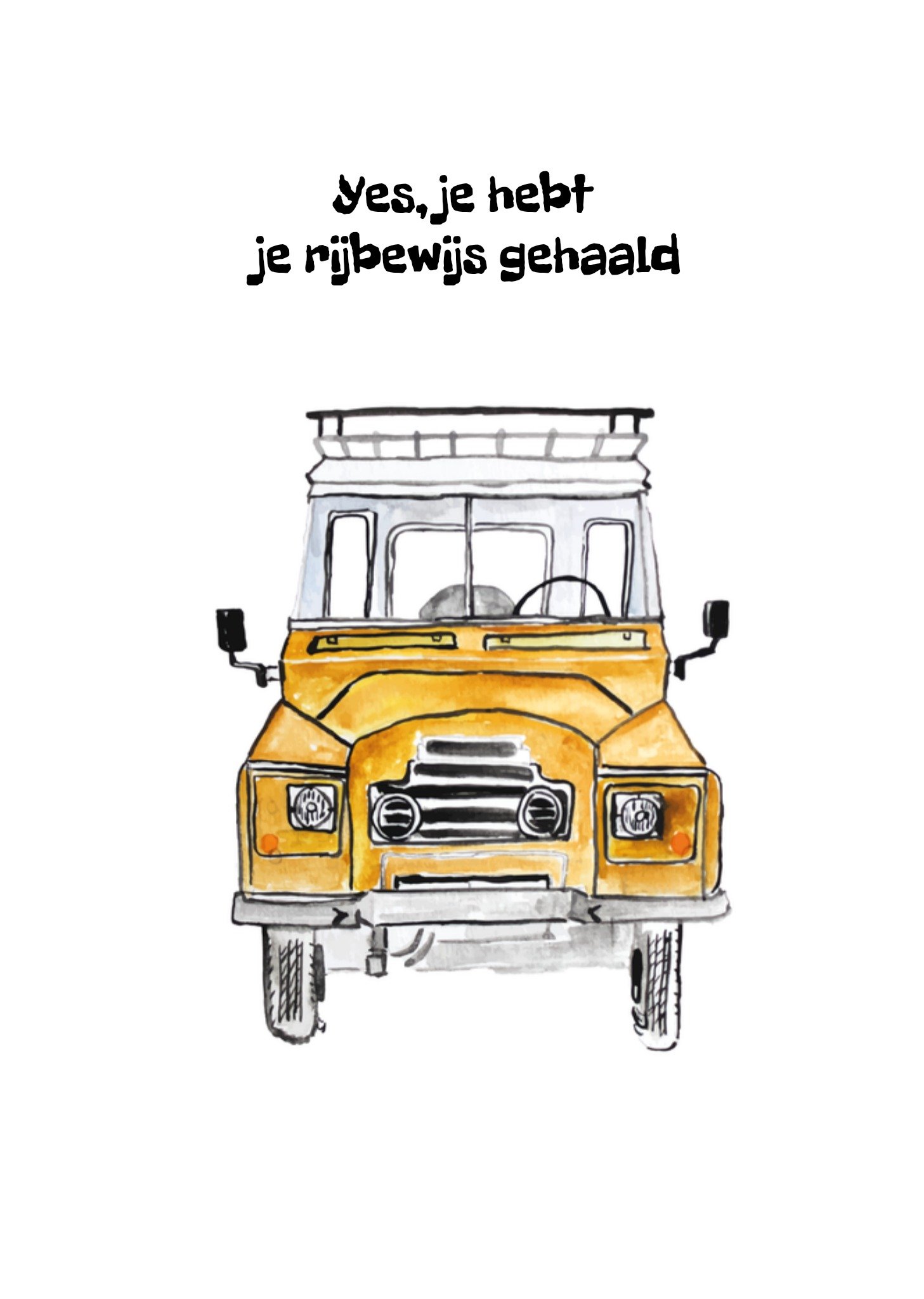 Geslaagd kaart Rijbewijs Aquarel Kaart Greetz