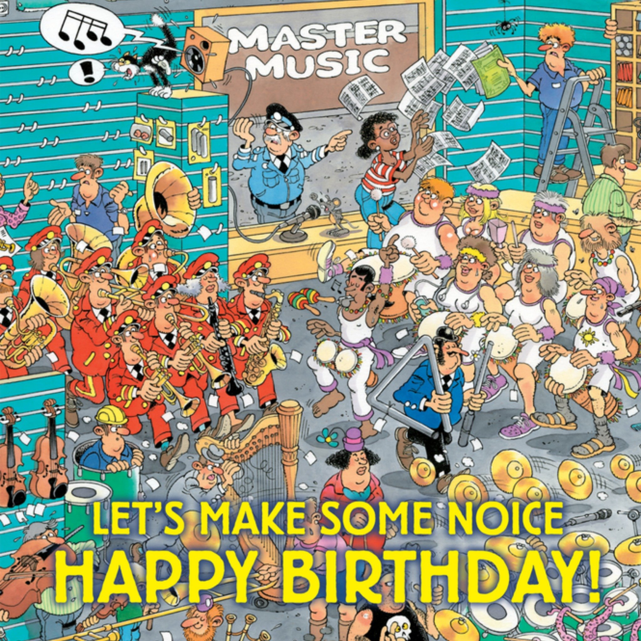 Verjaardagskaart muziek Vierkante Kaart Jan van Haasteren