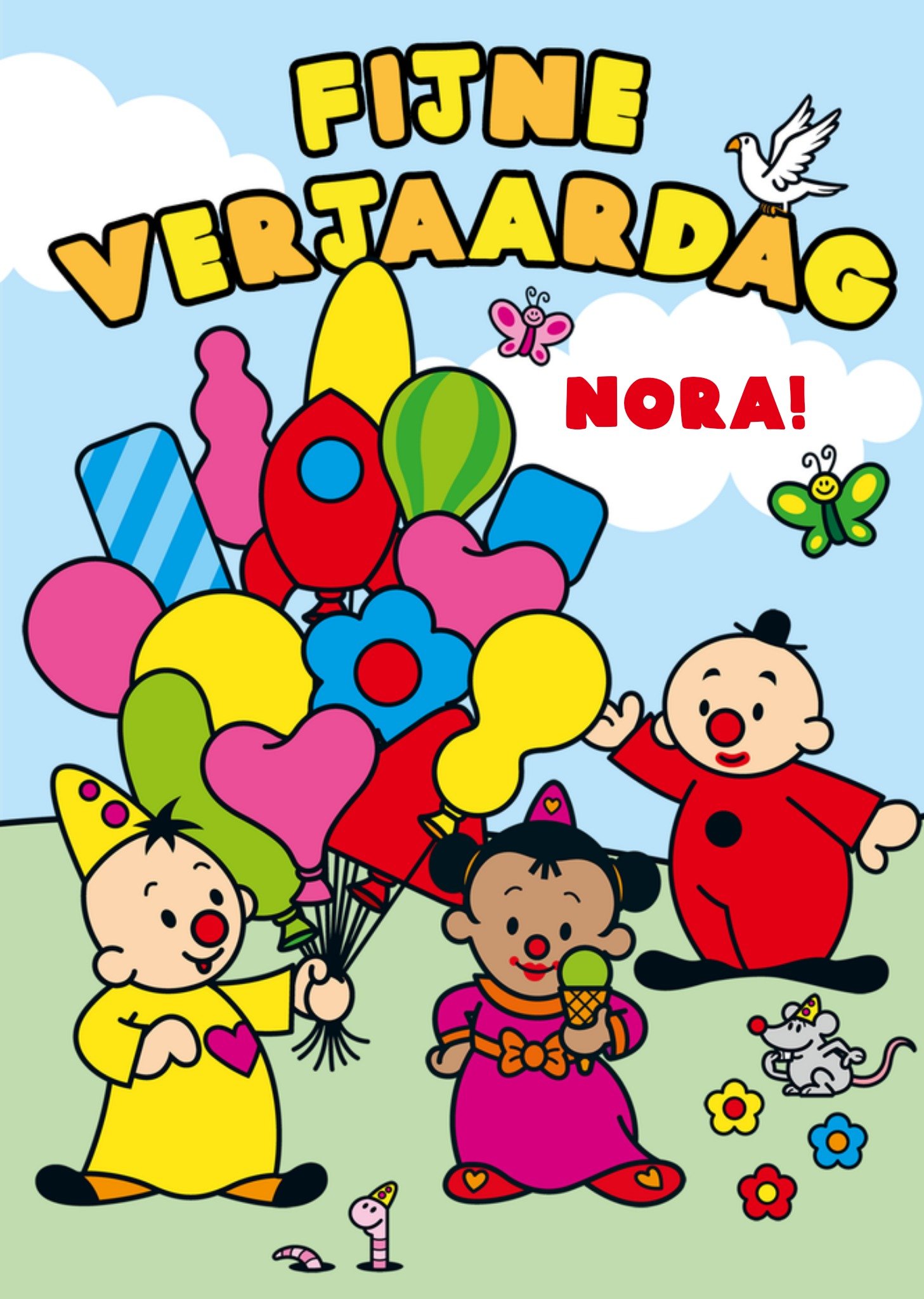 Verjaardagskaart Kleurrijke clowns Kaart Bumba