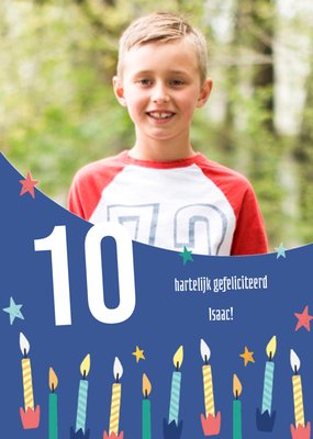 Geïllustreerde Kaarsen Foto Upload 10e Verjaardag Kaart
