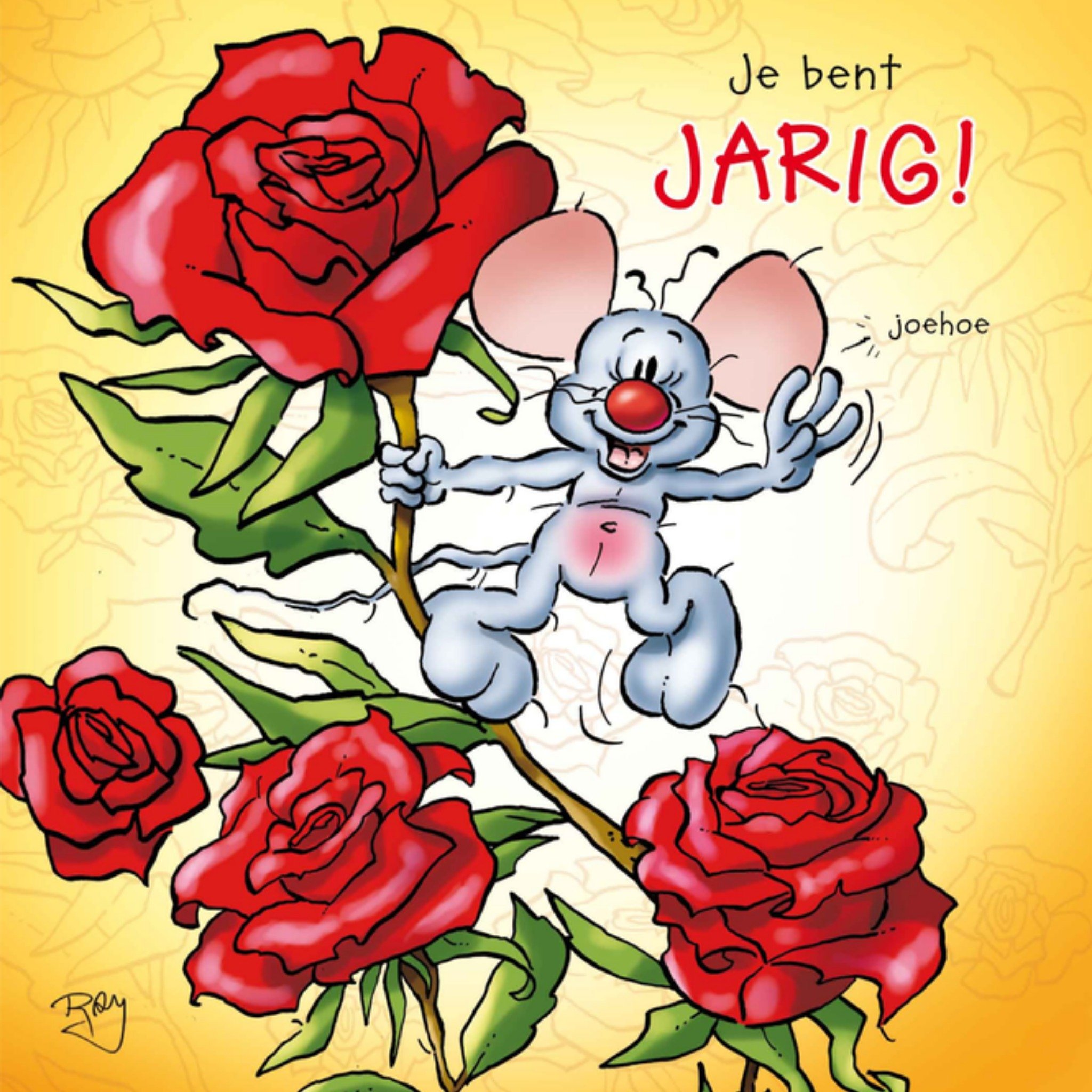 Verjaardagskaart rozen Vierkante Kaart Doodles