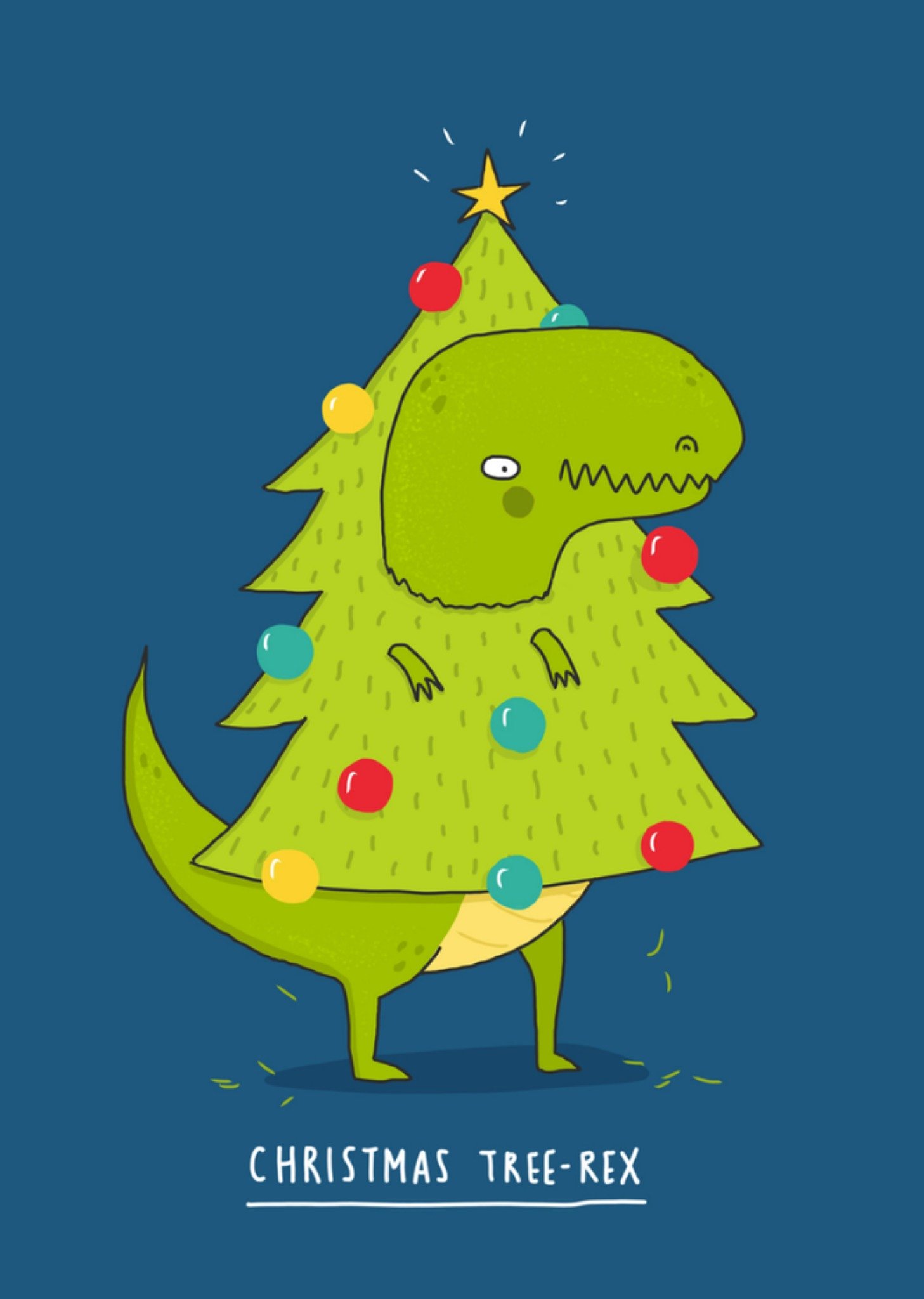 Kerstkaart dino boom Charly Clements