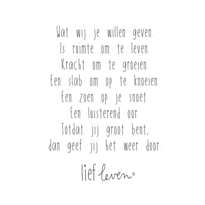 Lief Leven | Geboortekaart | gedicht