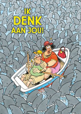 Ik Denk Aan Jou Grappige Haaien Illustratie Kaart