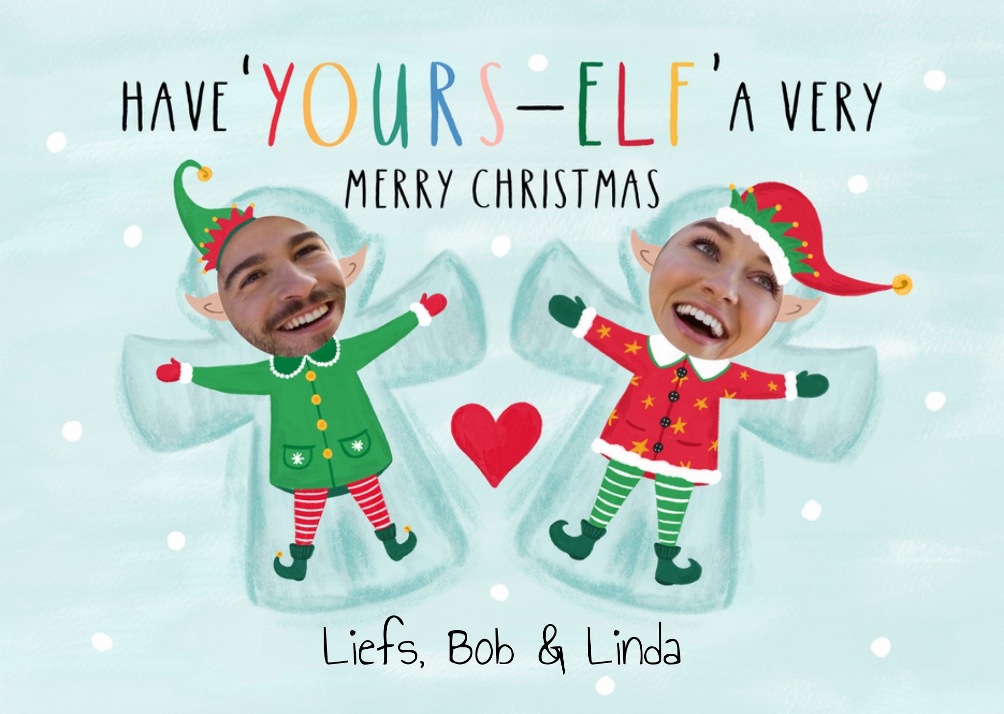 Kerstkaart Elf Merry Christmas Greetz