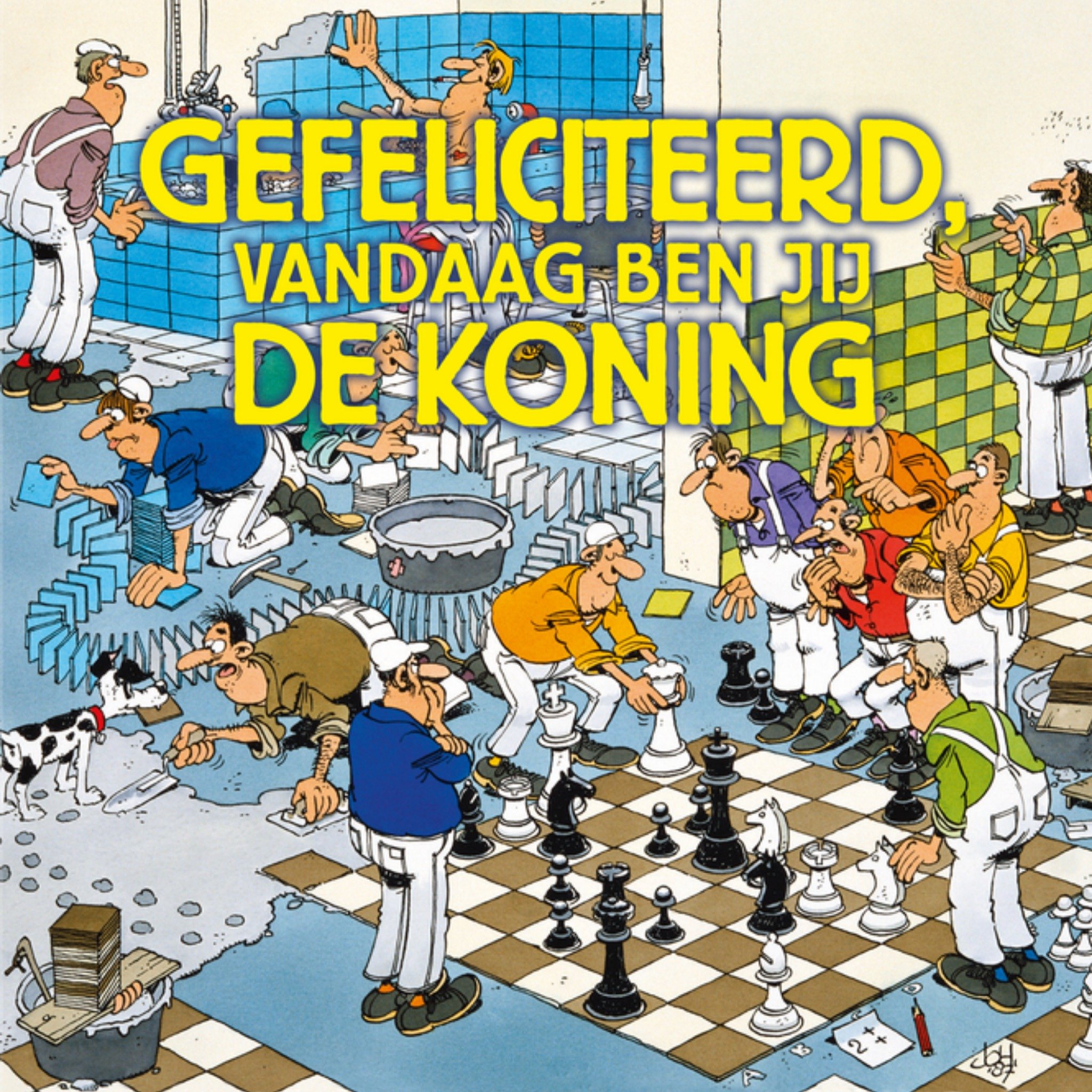 Verjaardagskaart Vandaag ben jij de koning Vierkante Kaart Jan van Haasteren