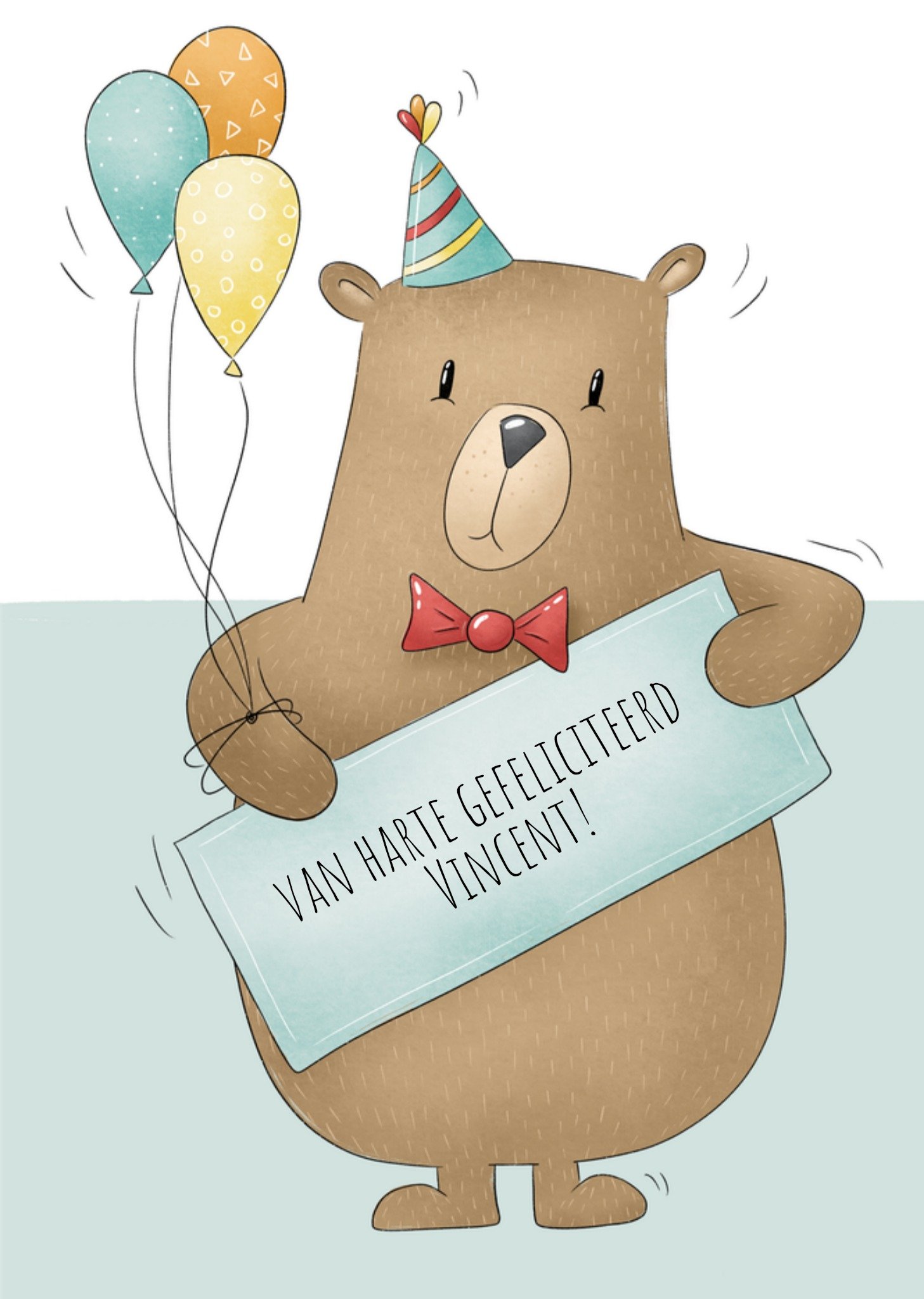 Verjaardagskaart Feestje Aanpasbare tekst Kaart Studio Fred Illustraties