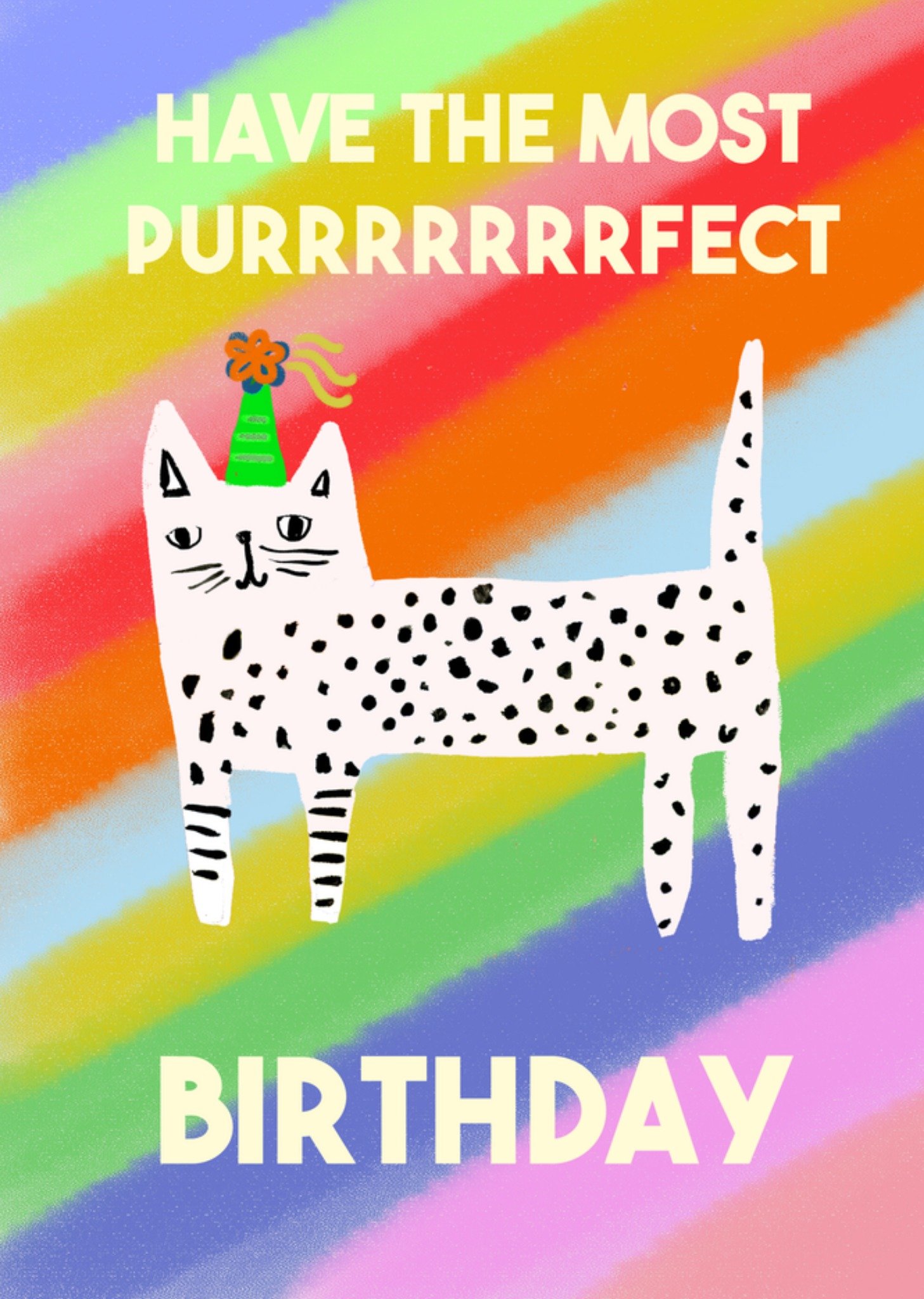 Verjaardagskaart Have The Most Purrrrrrrfect Birthday Geïllustreerde kat Kaart Eleanor Bowmer