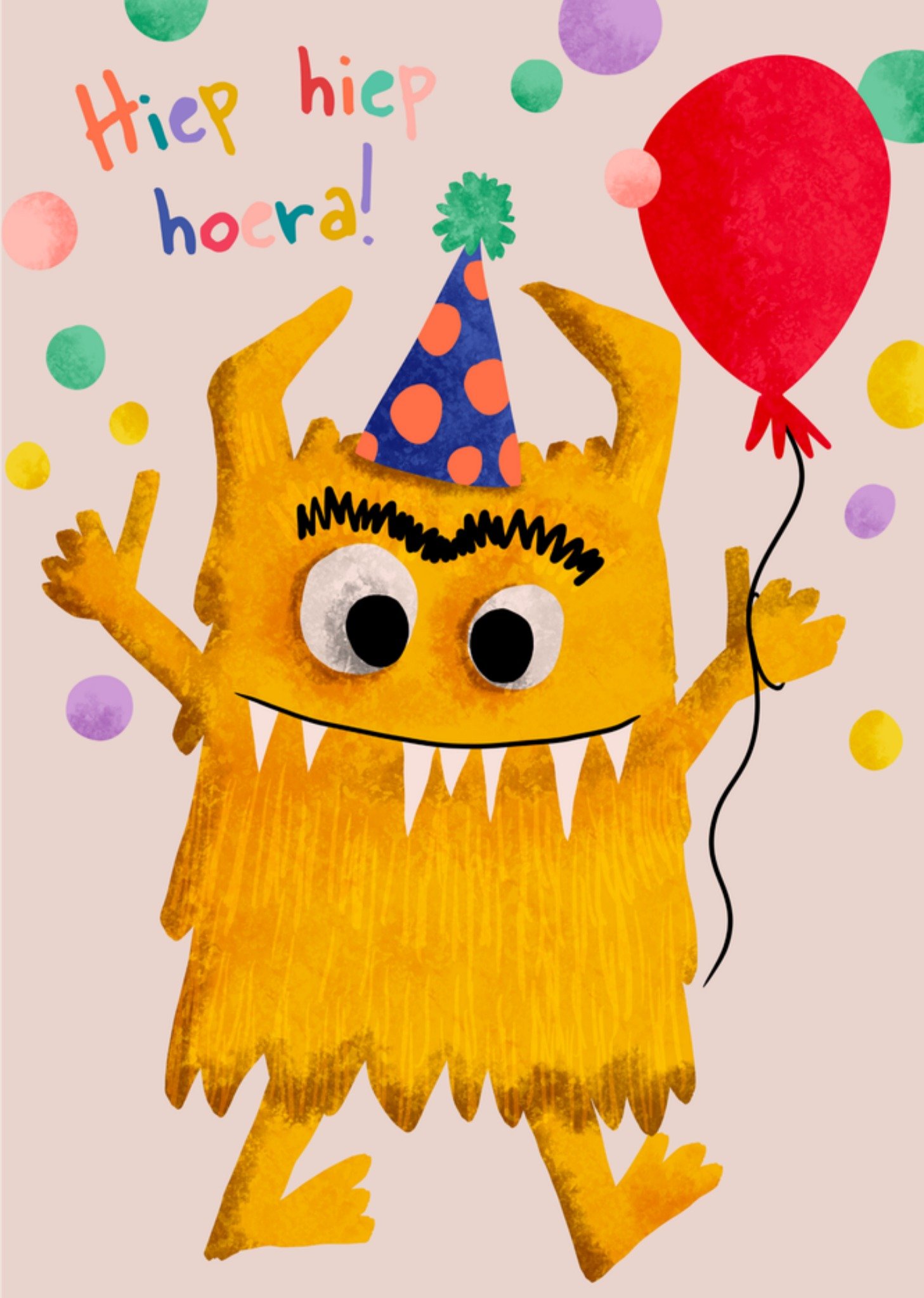 Verjaardagskaart Monster met ballon Kaart Greetz