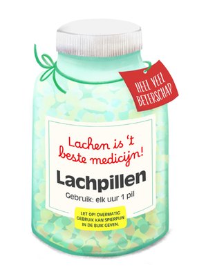 Fishuals Lachen Is 't Beste Medicijn Geïllustreerde Medicijnpot Beterschapskaart