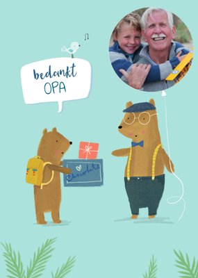 Geïllustreerd Beren Foto Upload Opa Bedankt Kaart