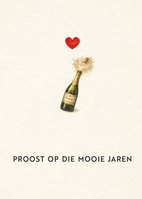 Bright Spot Proost Op Die Mooie Jaren Geïllustreerd Champagnefles Werkjubileumskaart