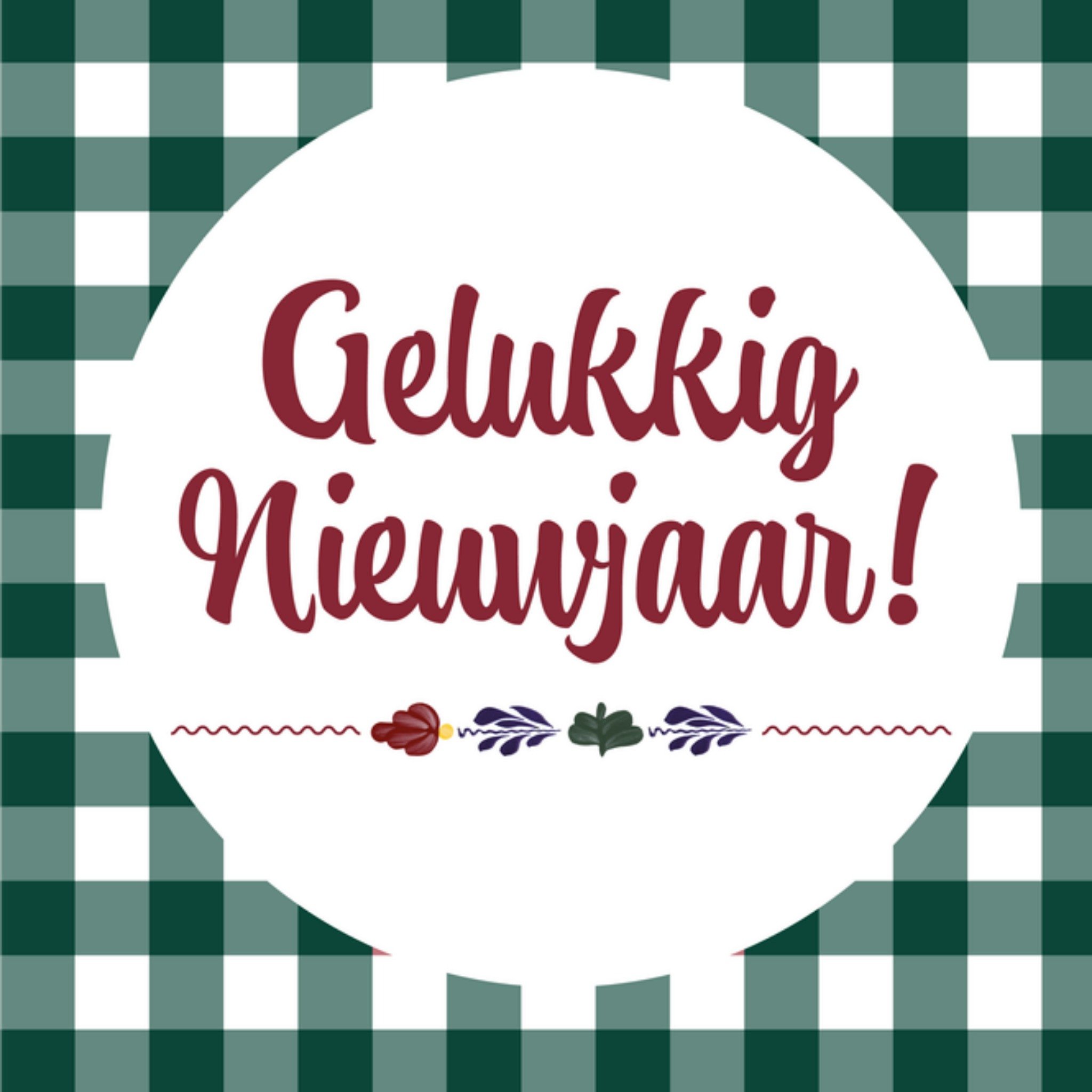 Nieuwjaarskaart Groen Vierkante Kaart Boerenbont