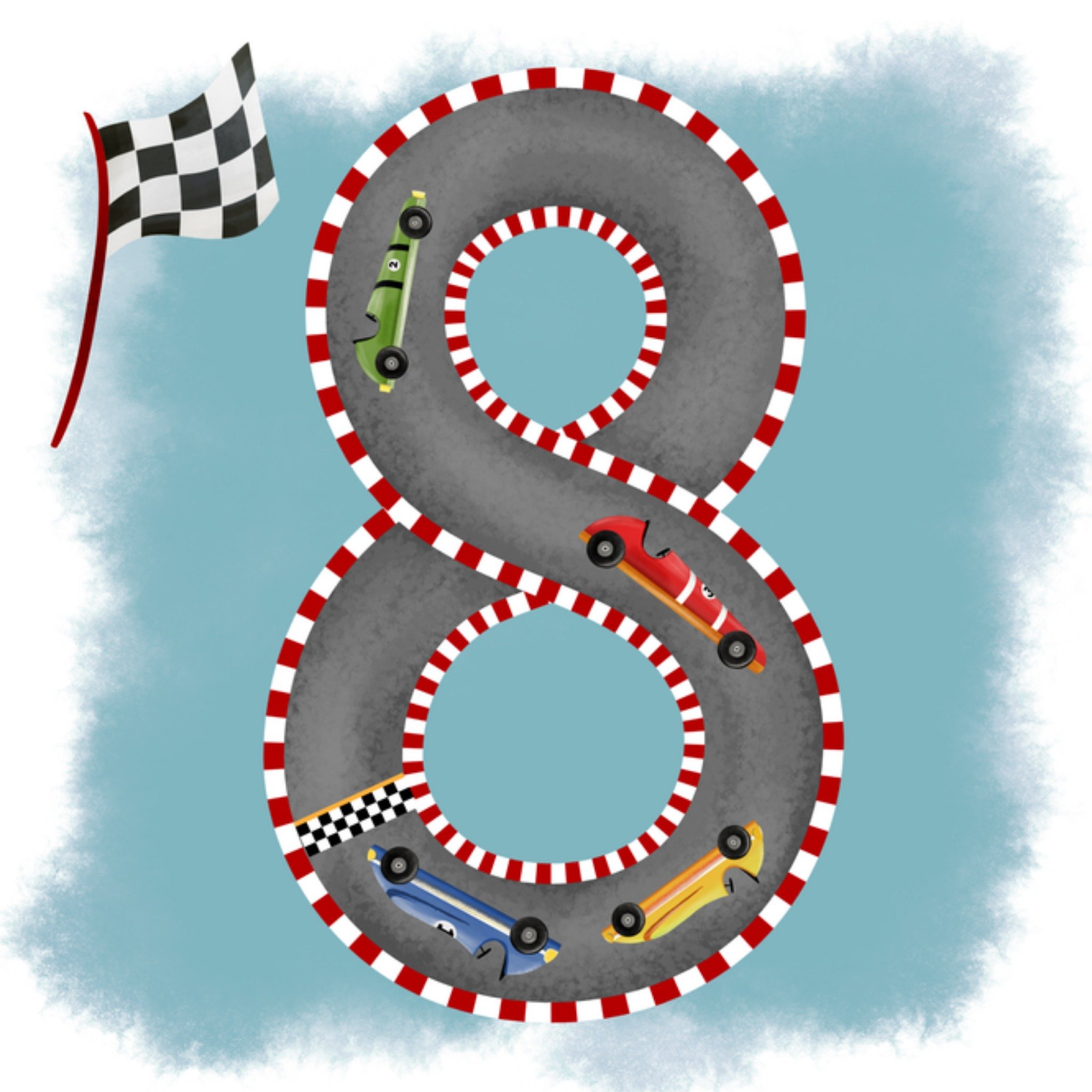 Greetz Verjaardagskaart racebaan 8 jaar Vierkant