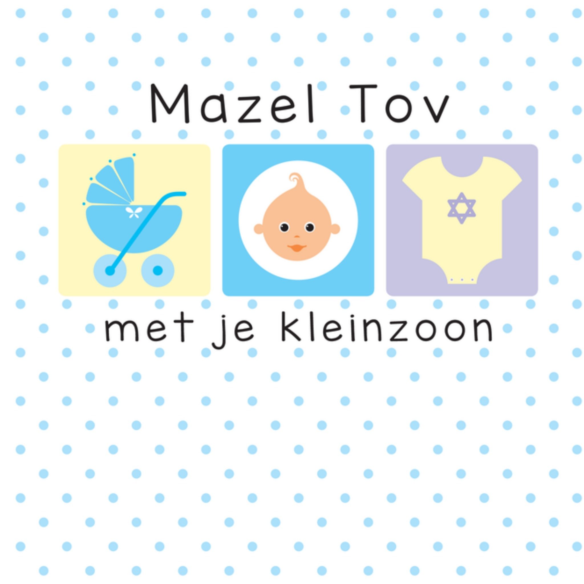 Davora Geboortekaart Mazel Tov Kleinzoon Vierkante Kaart Davora Ltd