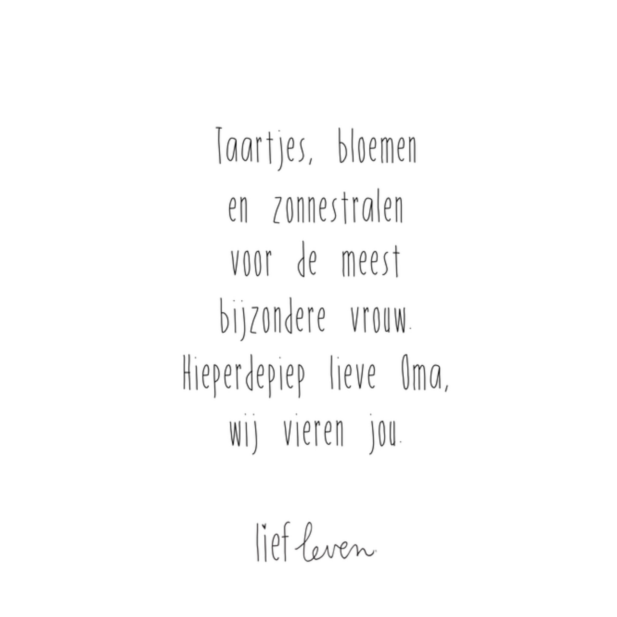 Verjaardagskaart Hieperdepiep Lieve Oma, Wij Vieren Jou Vierkante Kaart Lief Leven