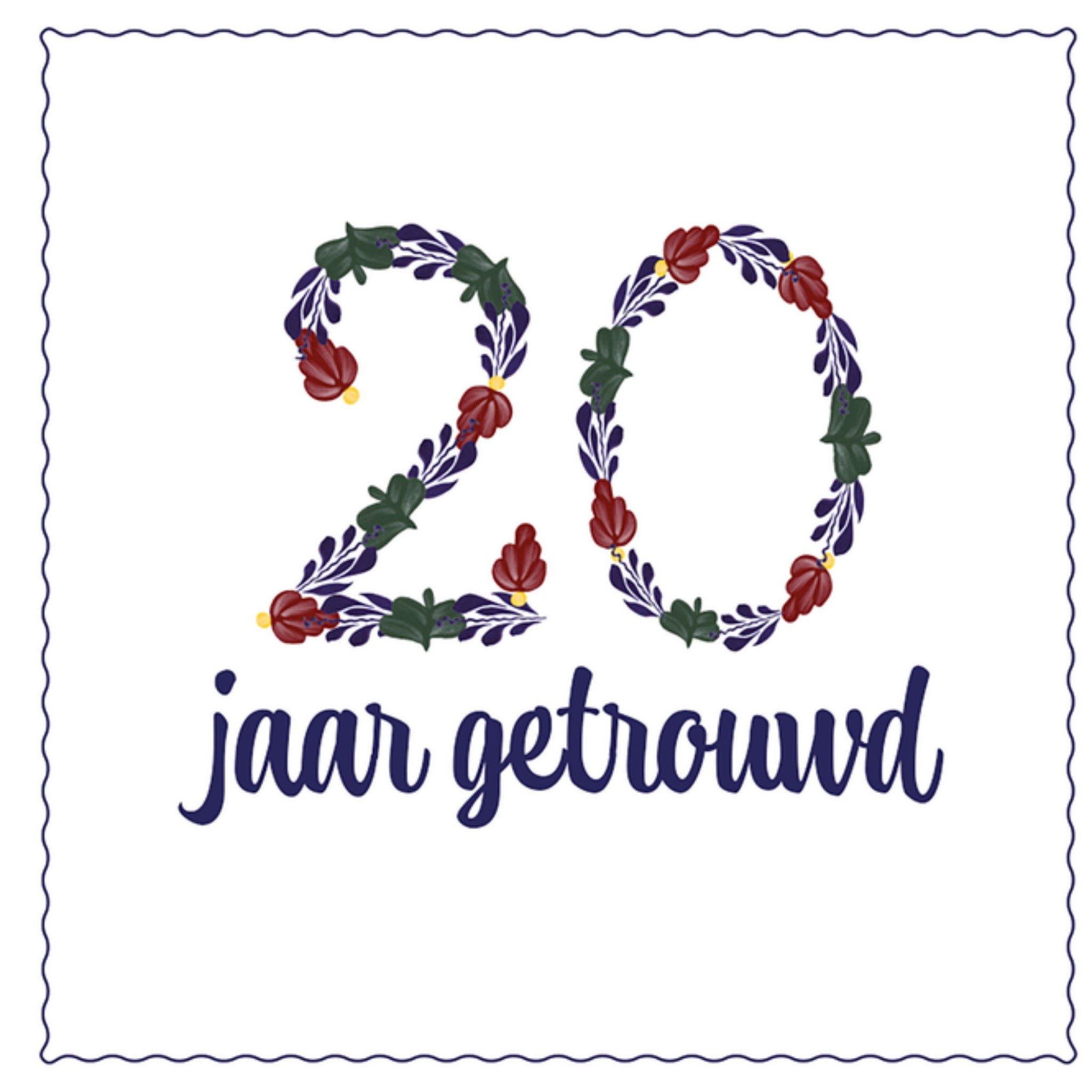 Huwelijkskaart Jubileum 20 Vierkante Kaart Boerenbont