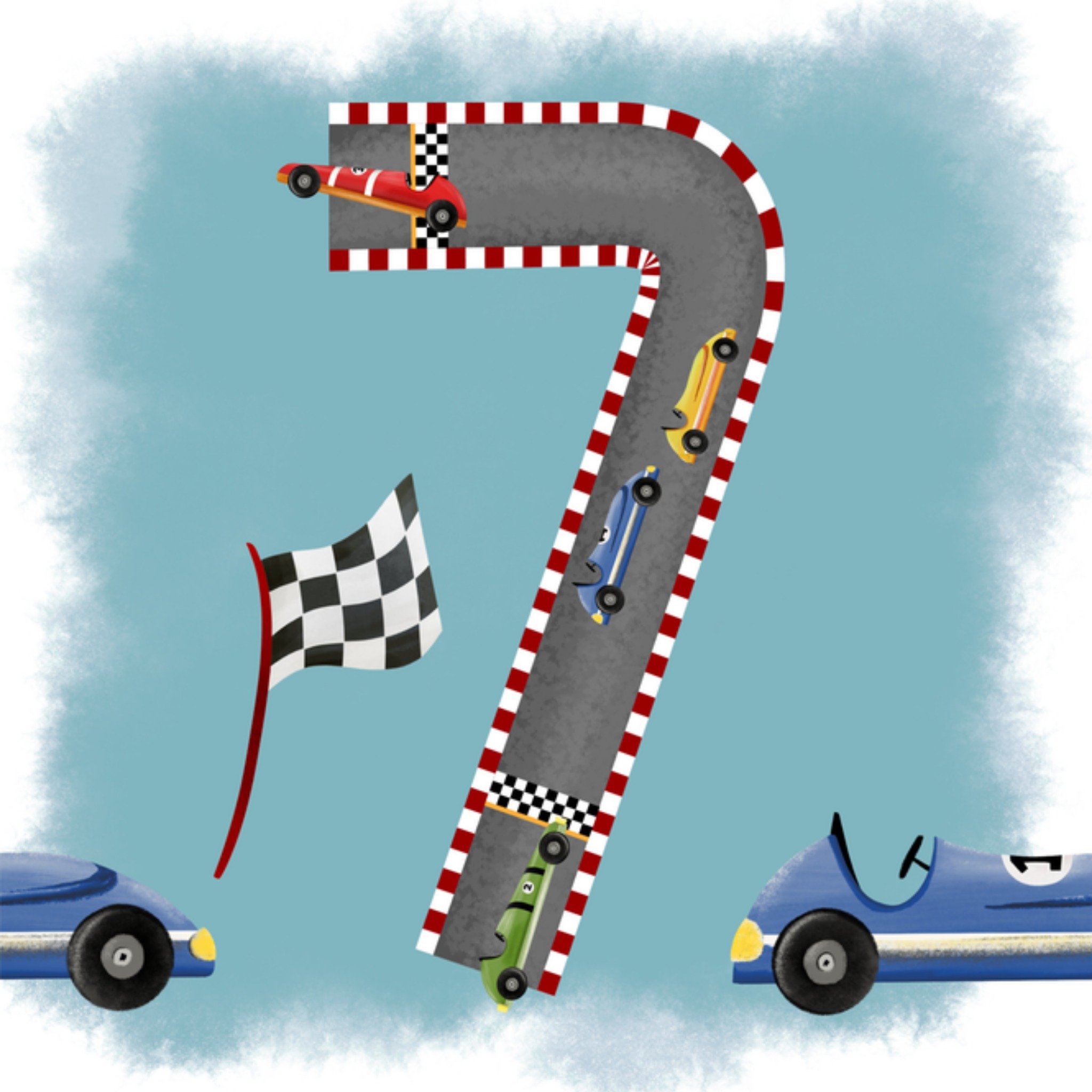 Greetz Verjaardagskaart 7 jaar racebaan Vierkant